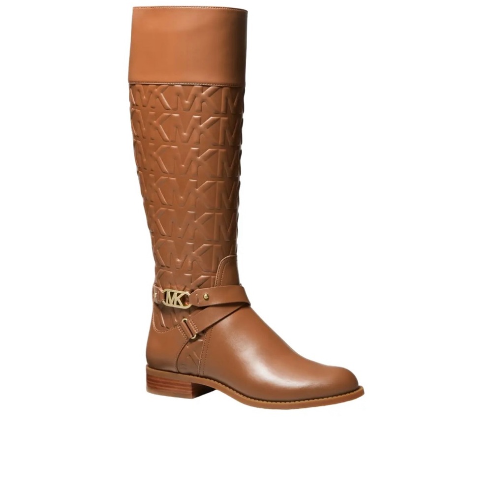 Kincaid Embossed Faux Leather & Logo Riding Boot in Luggage